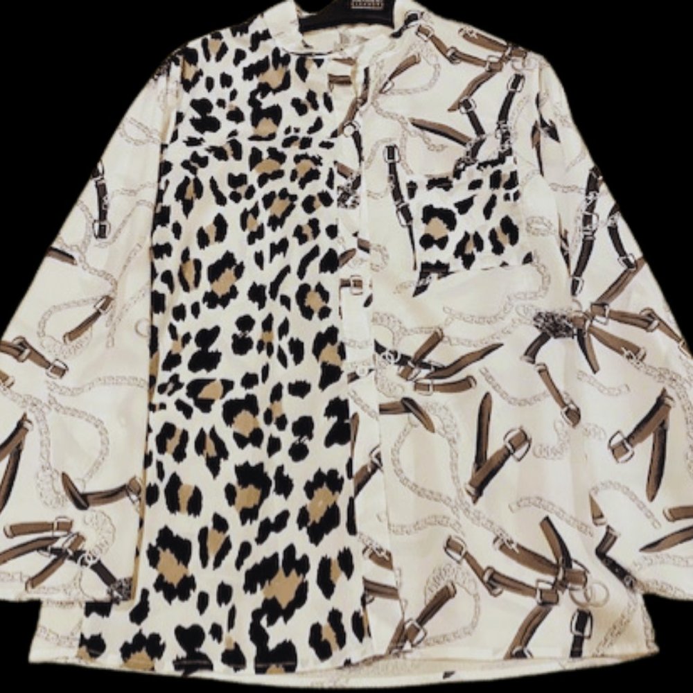 White Leopard Blouse